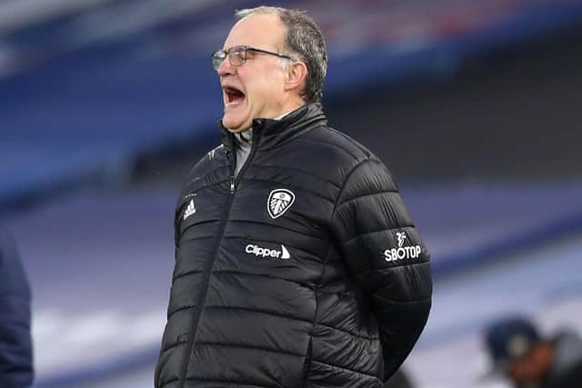 Marcelo Bielsa, manager of Leeds United reacts during the Premier League match between Crystal Palace and Leeds United at Selhurst Park (Picture: Naomi Baker/Getty Images)