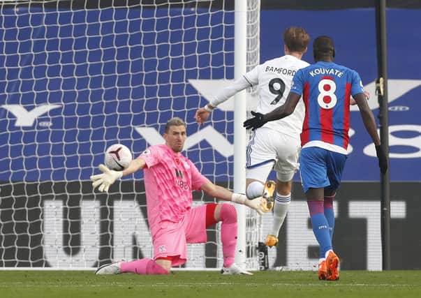 Patrick Bamford of Leeds United scores at Crystal Palace. Picture: Matthew Childs/Getty Images