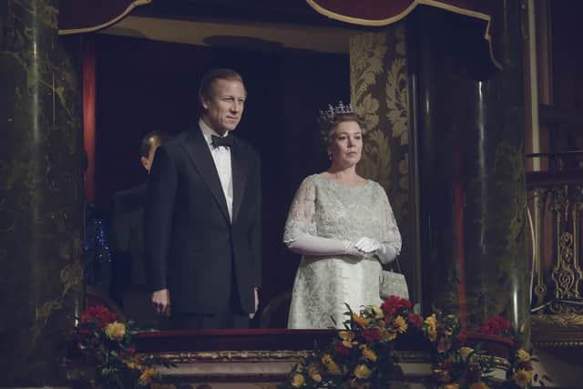 Tobias Menzies as Prince Philip, Olivia Colman as Queen Elizabeth II. Picture: PA Photo/Netflix/Alex Bailey.