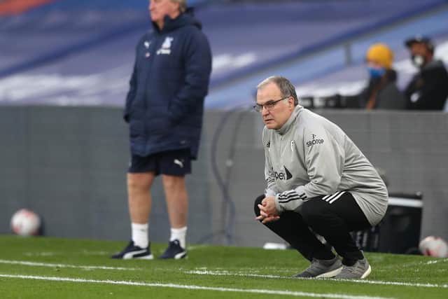 WATCHING ON: Leeds United manager Marcelo Bielsa on the touchline at Selhurst Park. Picture: Naomi Baker/Getty Images.