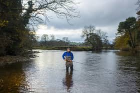 Fishing guide Philip Ellis in the River Ure at East Witton