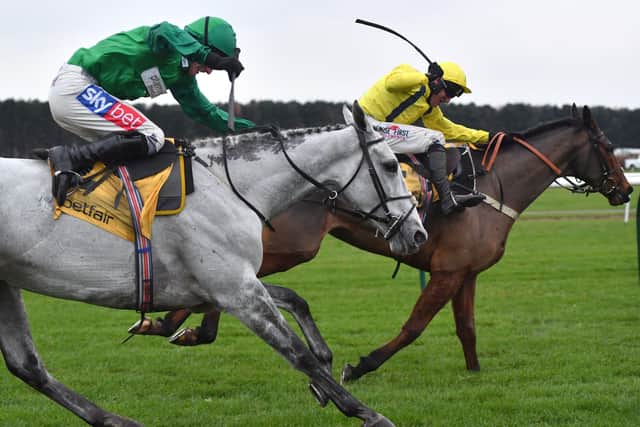 This was Lostintranslation (yellow colours) outbattlingBristol De Mai in last year's Betfair Chase.