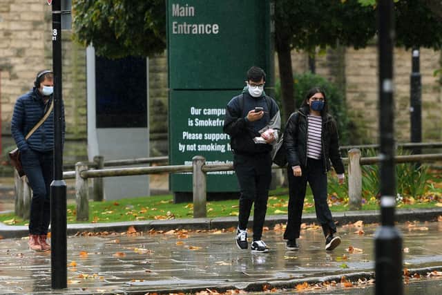 University of Leeds students wearing face coverings (Image: Jonathan Gawthorpe)