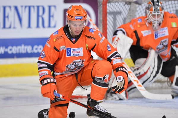 BRING IT ON: Sheffield Steeldogs' Ben O'Connor, seen in action last season for Sheffield Steelers, hopes the forthcoming 'Streaming Series' can help produce a shortened, regular season involving more NIHL National clubs. Picture courtesy of Dean Woolley.