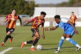 Contract extension: Bradford City's Bryce Hosannah taking on Tonbridge Angels' Kristian Campbell during the FA Cup first round. Picture: PA