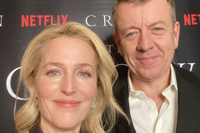Gillian Anderson and The Crown writer Peter Morgan