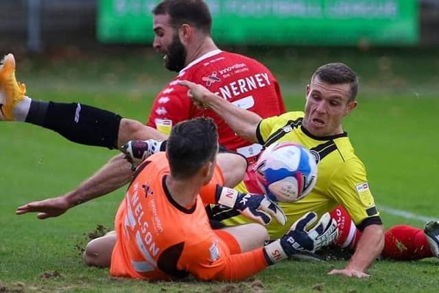 Jack Muldoon's seventh goal of the season earned Harrogate Town a point at home to Crawley. Pictures: Matt Kirkham