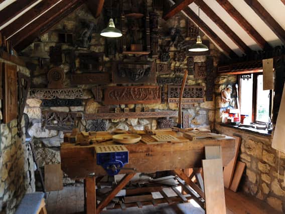 A recreation of Robert Thompson's joinery workshop in 1900 at the Mouseman Visitor Centre in Kilburn
