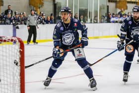 OPTIMISTIC: Sheffield Steeldogs player-coach Ben Morgan, in action against Leeds Chiefs last season, is hoping fans back the behind-closed-doors Streaming Series. Picture courtesy of Mark Ferriss