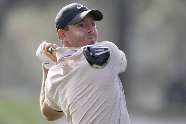 Leading contender: Northern Ireland's Rory McIlroy finished tied fourth - but was still nine shots off Johnson. (Curtis Compton/Atlanta Journal-Constitution via AP)
