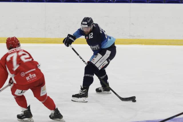 Sheffield Steeldogs' Ben O'Connor tries to create an opening for the hosts against Swindon. Picture: Cerys Molloy.