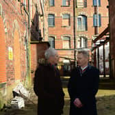 Developer Paul Kempe at Wakefield's Rutland Mills complex, with former Wakefield Council leader Peter Box.