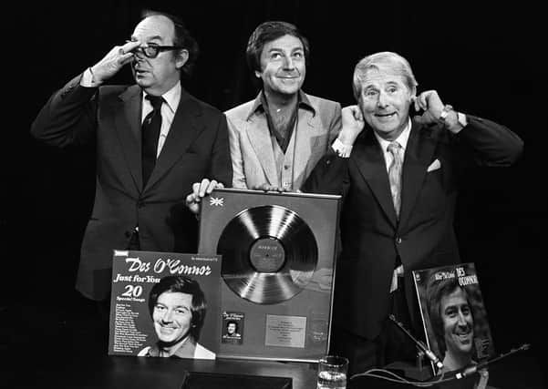 Des O'Connor (centre) with Eric Morecambe (left) and Ernie Wise (right). Picture: PA Archive/PA Wire