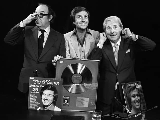 Des O'Connor (centre) with Eric Morecambe (left) and Ernie Wise (right). Picture: PA Archive/PA Wire