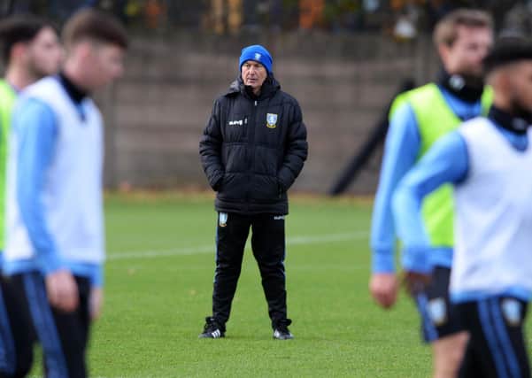 Tony Pulis watches the Sheffield Wednesday players during Monday's practice session,. Picture: swfc/Steve Ellis.