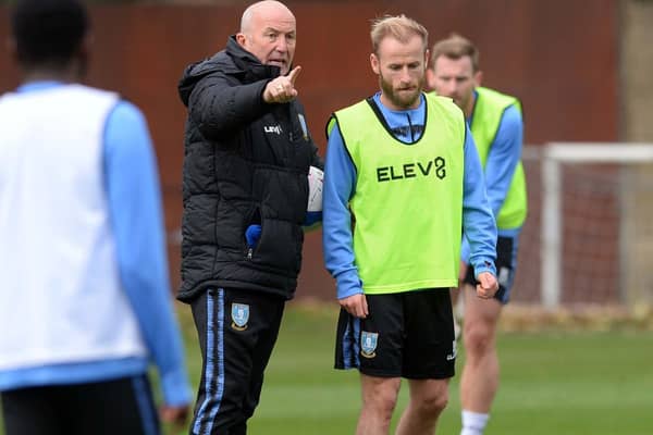 BACK TO WORK: Sheffield Wednesday manager Tony Pulis on the training ground on Monday with Barry Bannan. Picture: swfc/Steve Ellis.