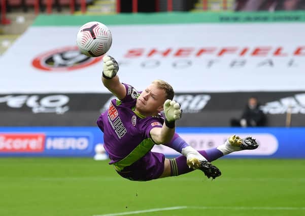 TOUGH START: Sheffield United goalkeeper Aaron Ramsdale in action at Bramall Lane earlier this season. Picture: Gareth Copley/PA