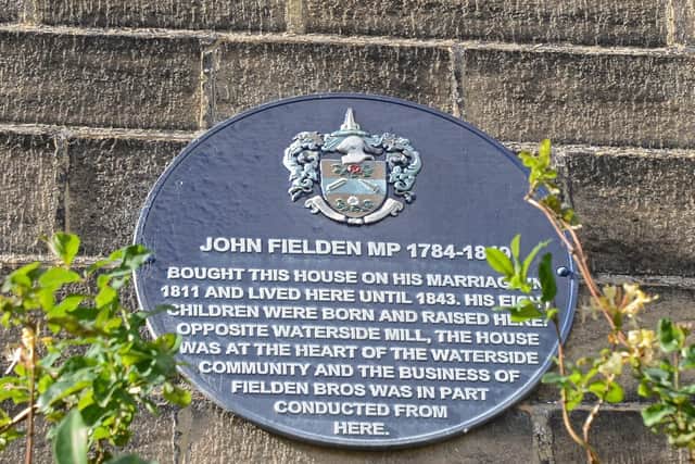 The blue plaque in honour of John Fielden MP