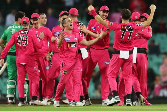 GAME OVER: The Sydney Sixers celebrate victory in the Big Bash League Final against Melbourne Stars at the SCG in February. Picture: Mark Metcalfe/Getty Images.