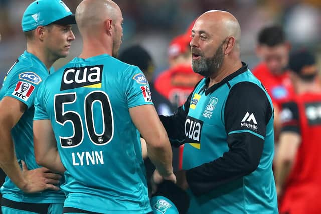 Former Yorkshire star Darren Lehmann (right), is coach of Brisbane Heat in the Big Bash League. Picture: Jono Searle/Getty Images