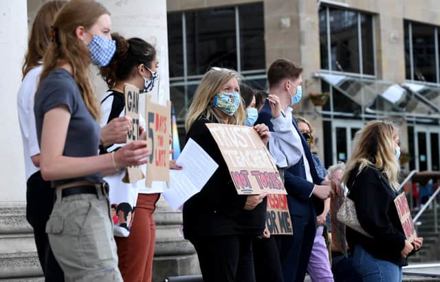 A-levels students protesting their automated results in Leeds during the summer