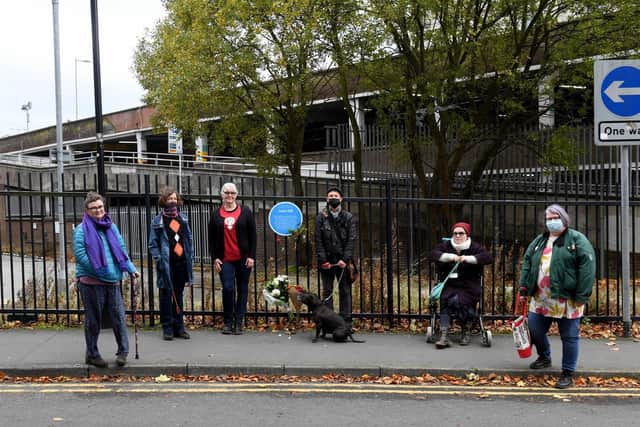 Women gathered to mark the anniversary of Jacqueline Hill's death near the spot were her body was found in Headingley (photo: Simon Hulme).