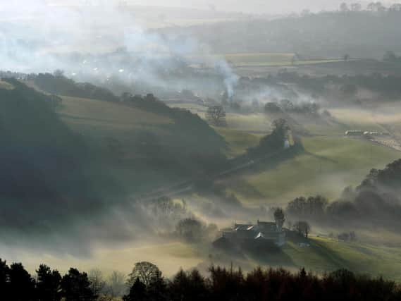 Mist over the Hambleton Hills in North Yorkshire