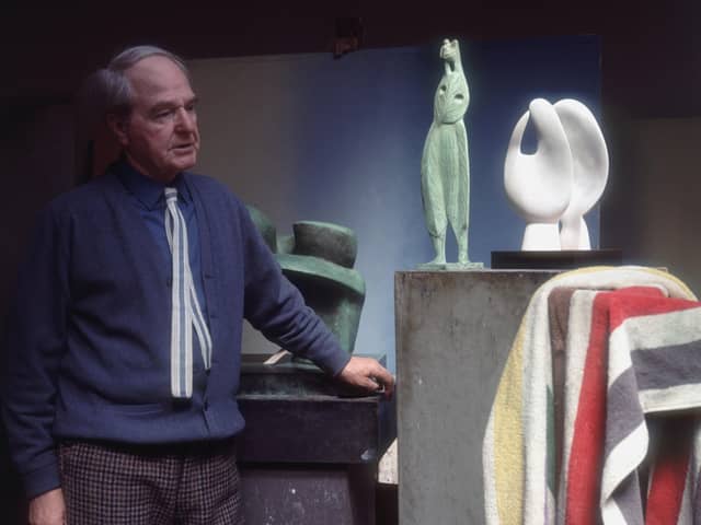 circa 1955:  British figurative sculptor, draughtsman, and printmaker Henry Moore (1898 - 1986).  (Photo by Hulton Archive/Getty Images)