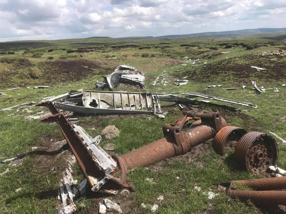 The crash site near Kinder Scout