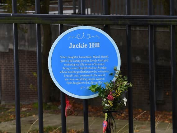 A plaque in memory of Jacqueline Hill, the final victim of Peter Sutcliffe, was put up on Alma Road, in Headingley, Leeds. (Simon Hulme).