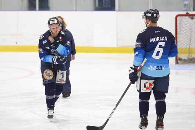 SIDELINED: Defenceman and Sheffield Steeldogs' captain Lewis Bell will not playt again in the 'Streaming Series', says Ben Morgan. Picture: Cerys Molloy.