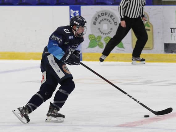 Alex Graham, on song for Sheffield Steeldogs, scoring twice in their 7-5 win at Swindon Wildcats. Picture: Cerys Molloy.