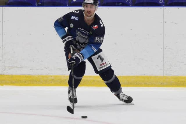 Ben Lake made it 5-3 to Sheffield Steeldogs in the third period at Swindon. Picture: Cerys Molloy.