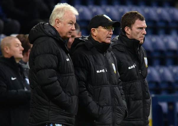 New Owls team: From left, No 2 Mike Trusson, manager Tony Pulis,coach Craig Gardner.  Picture: Steve Ellis