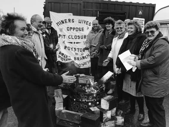 Betty Cook and Anne Scargill in the early 1990s, among women opposing pit closures.