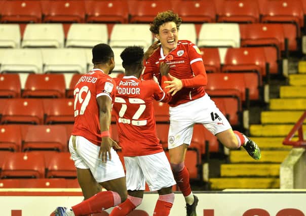 Callum Styles celebrates scoring for Barnsley FC against Nottingham Forest. (Picture: Bruce Rollinson)