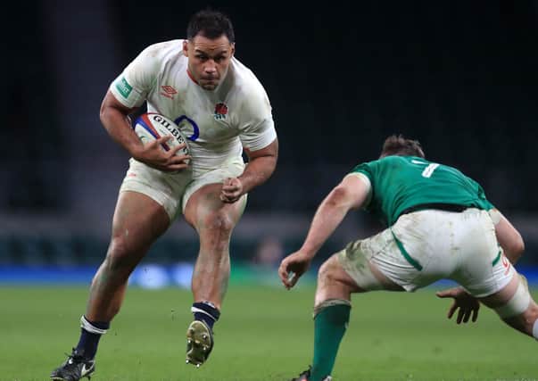 TOUGH TACKLING: England's Billy Vunipola (left) runs at Ireland's Peter O'Mahony during the Autumn Nations Cup match at Twickenham on Saturday. Picture: Adam Davy/PA
