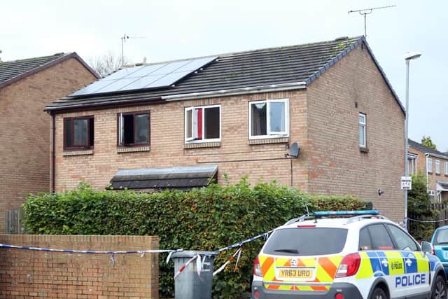 Scene of fatal house fire at Tennyson Close, Penistone, which Darren Sykes started deliberately as an act of murder suicide which also killed his sons. Picture: SWNS