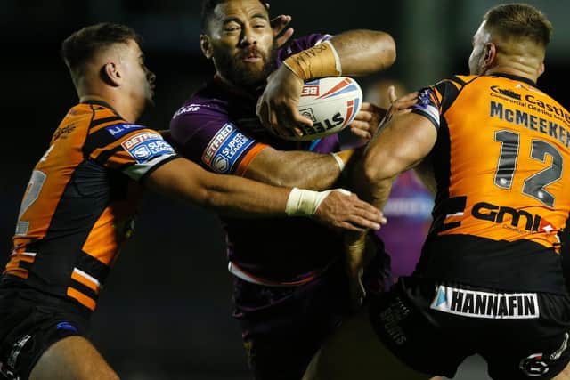 Huddersfield Giants' Suaia Matagi takes on Castleford Tigers in September - the club he will play for in 2021. (ED SYKES/SWPIX)