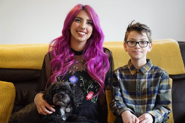 Yasmin Uddin aka Yammy with son Dante at home near Leeds Picture: Youtube Originals