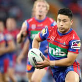 Newcastle Knights' Mason Lino takes on St George Illawarra Dragons in an NRL game in September. He will play for Wakefield Trinity next season. (Photo by Ashley Feder/Getty Images)