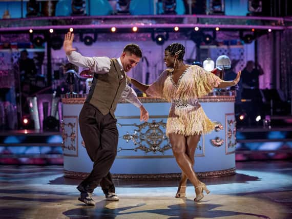 Clara Amfo and Aljaz Skorjanec take to the dance floor during this year's Strictly Come Dancing. Photo: Guy Levy/BBC/PA Wire