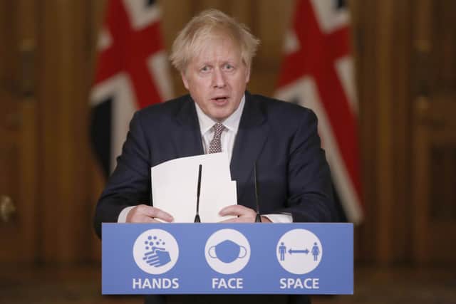 Boris Johnson sets out the new Tier arrangements at a 10 Downing Street press conference.