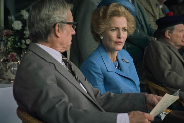 Gillian Anderson as Margaret Thatcher. Picture: PA Photo/Netflix/Des Willie.