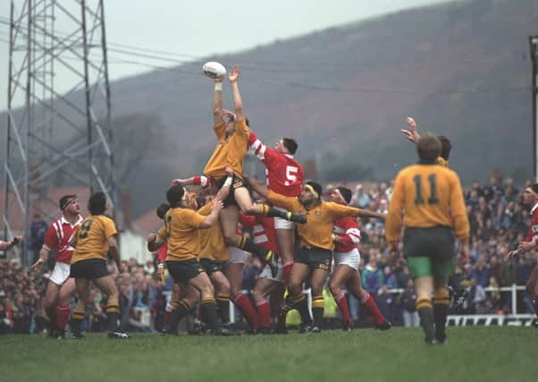 Grand old days: Rod McCall (centre high) of Australia wins the lineout as the world champions met Llanelli during their 1992 tour of the British Isles at Stradey Park in Llanelli. (Picture: Allsport UK/Getty Images)