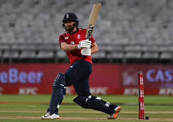 Jonny Bairstow of England hits out during the 1st Twenty20 International between South Africa and England at Newlands Stadium on November 27, 2020 in Cape Town. (Picture: Shaun Botterill/Getty Images)