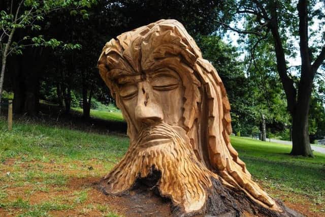Wood carving in Pannett Park, Whitby.