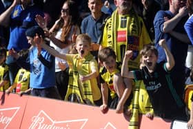 Get in!: Fans of Harrogate Town will be the first Yorkshire home supporters to see their team in action. Picture Tony Johnson.