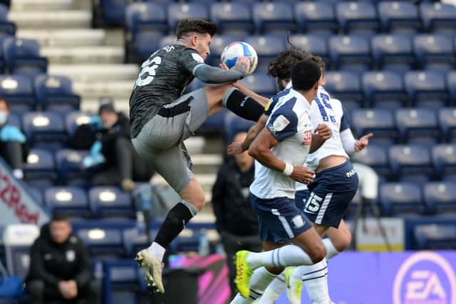 Behave: Owls' Josh Windass was sent off this challenge against Preston - the fourth Wednesday player to receive a straight red card this season.   Picture: Steve Ellis