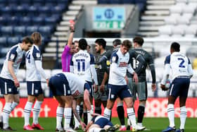 Off: Sheffield Wednesday's Josh Windass (right) is sent off during the Sky Bet Championship match at Preston. Picture:  Tim Markland/PA Wire.